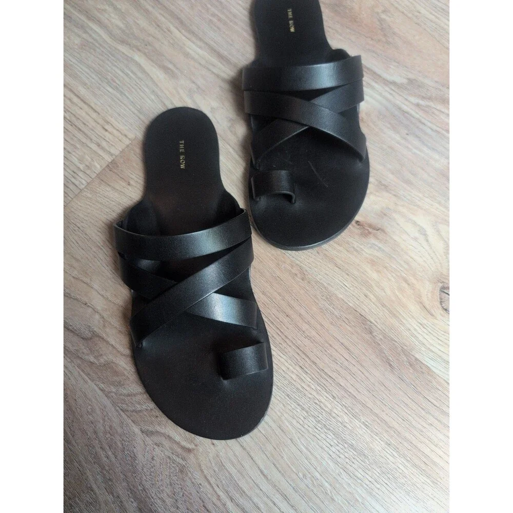 The Row City Kris Toe Ring Gladiator Sandals Womens EU 36 Black Leather - Picture 6 of 16
